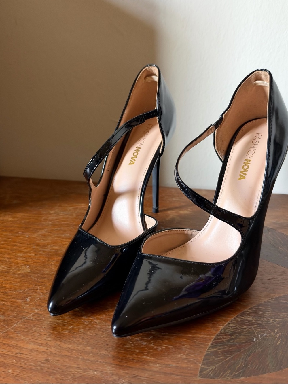 Fashion Nova Black Patent Leather Pointed Stilettos
